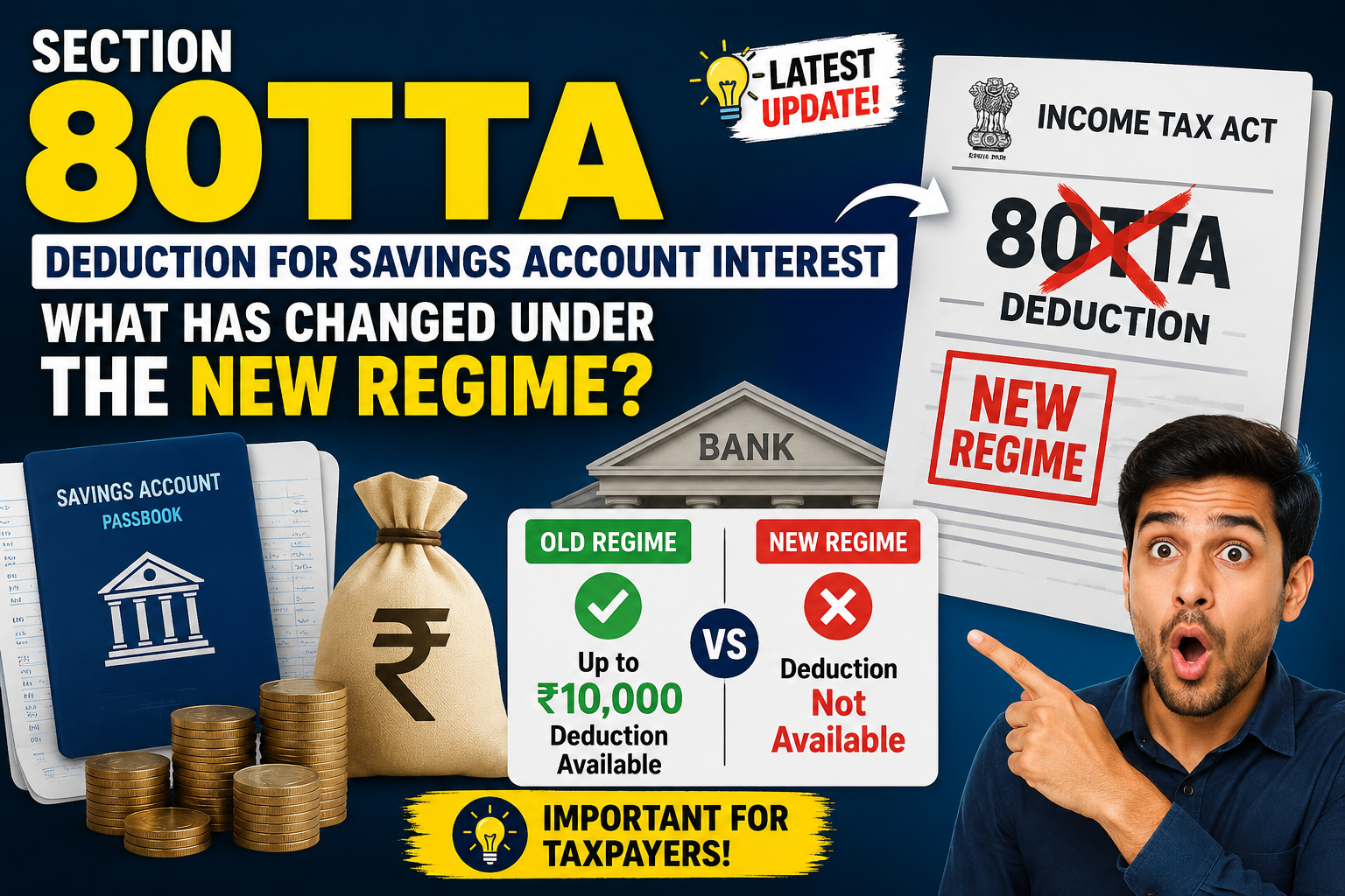 Section 80TTA Deduction For Savings Account Interest: What Has Changed Under The New Regime